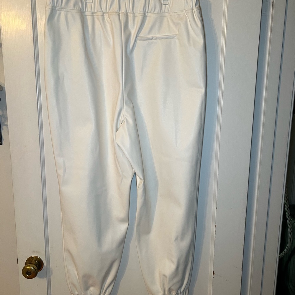 INC International Concepts Soft White Faux Leather joggers - Picture 3 of 5
